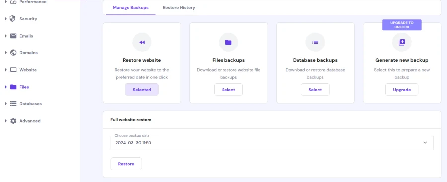 5 Best Ways to Backup WordPress Site Easily 5 backup section in hostinger admin panel