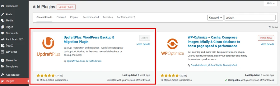 5 Best Ways to Backup WordPress Site Easily 3 updraft plugin installtion page