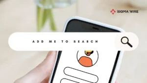 a search button with the text add me to search