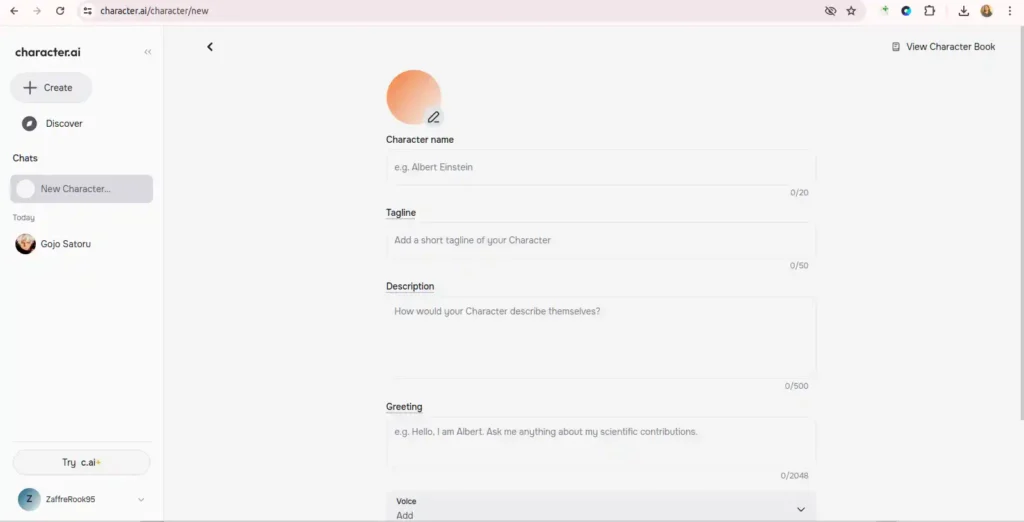 Character AI: Safely Create and Chat with Virtual Personalities 10 new character create