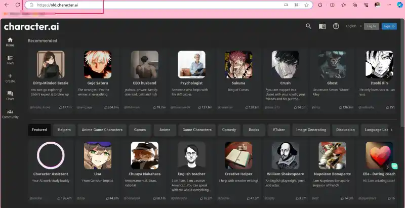 website old character ai