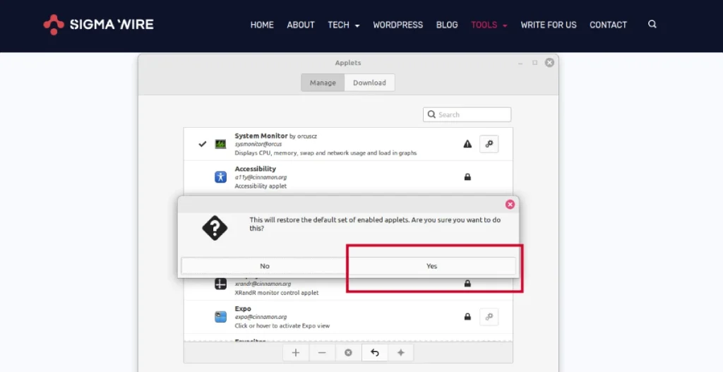 App Icon Not Showing from Panel in Mint & Ubuntu OS 3 confirmation button to reset applets setting in mint us
