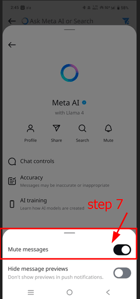 How to Turn off ''Meta Ai'' on Facebook, Instagram, and WhatsApp 7 mute message on