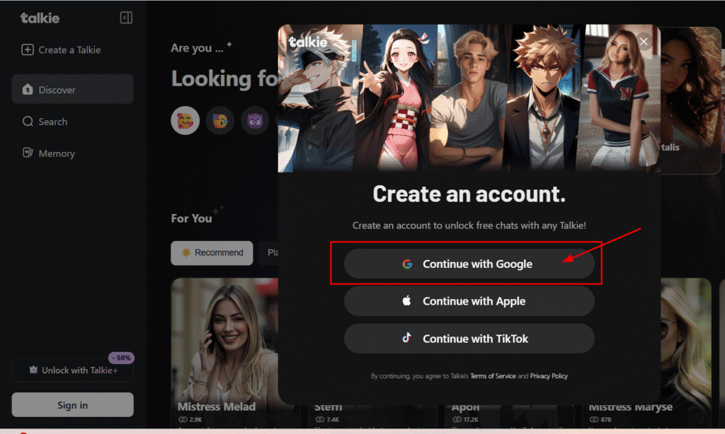 Is Talkie AI Safe for Kids? What Every Parent Needs to Know 3 continue with google