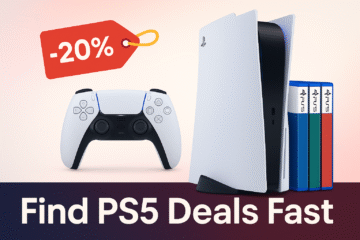 Featured thumbnail showing a PS5 console, controller, and game bundle with discount tag, representing finding discounted PS5 games and deals.