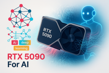 Thumbnail showing an RTX 5090 GPU powering neural networks and AI agents, illustrating what the RTX 5090 means for next-gen AI development.