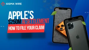 iPhone showing Siri with a settlement claim form in the background