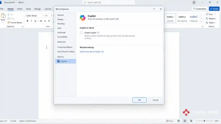turn off copilot in word